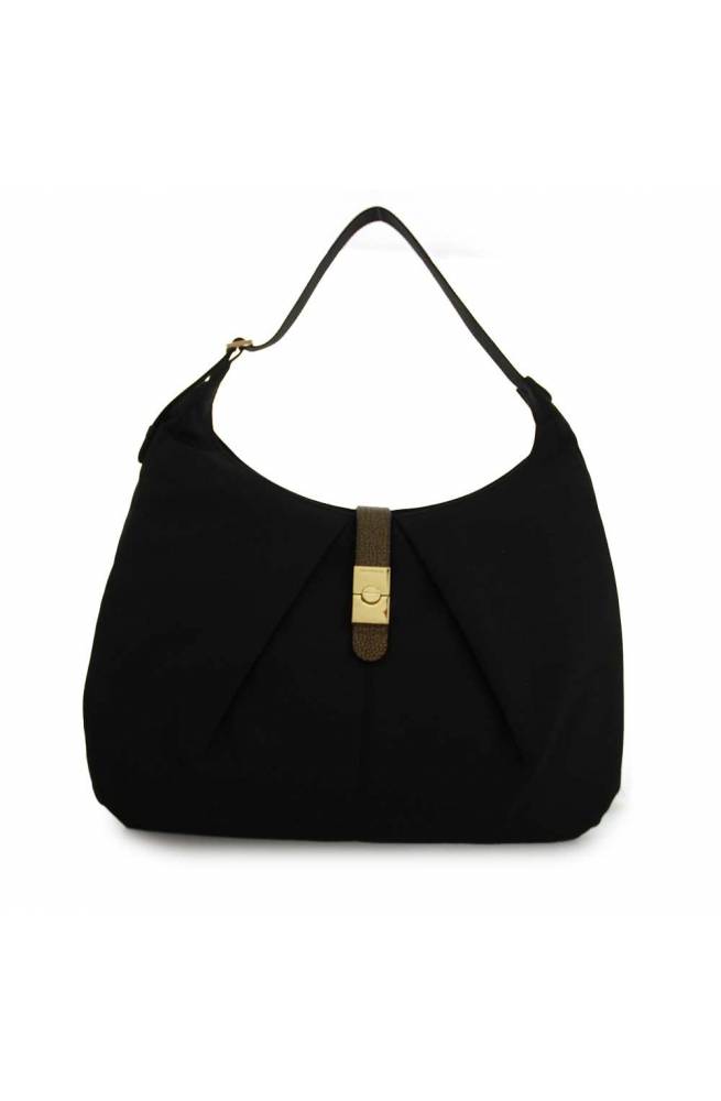 BORSA A SPALLA BORBONESE CORTINA LARGE HOBO DI NYLON OP E PELLE