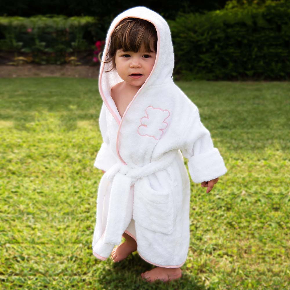 Accappatoio Baby Bianco/Rosa 