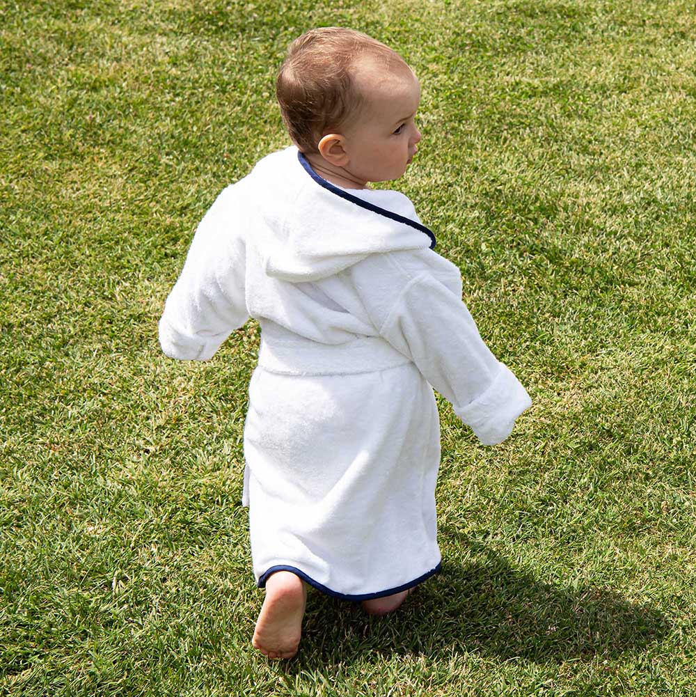 Accappatoio Baby Bianco/Blu Navy 