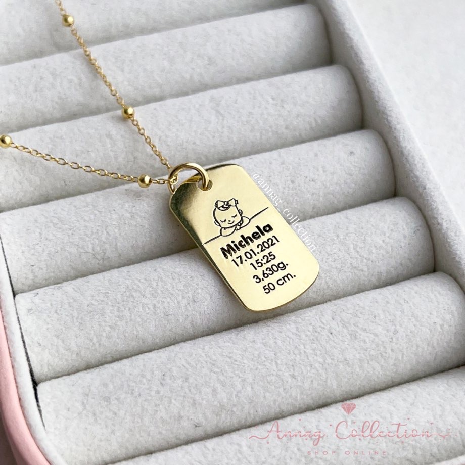 Collana Targhetta Danielle In Argento Sterling – Personalizzata, Catena Rolo 16 Pollici - Foto 2