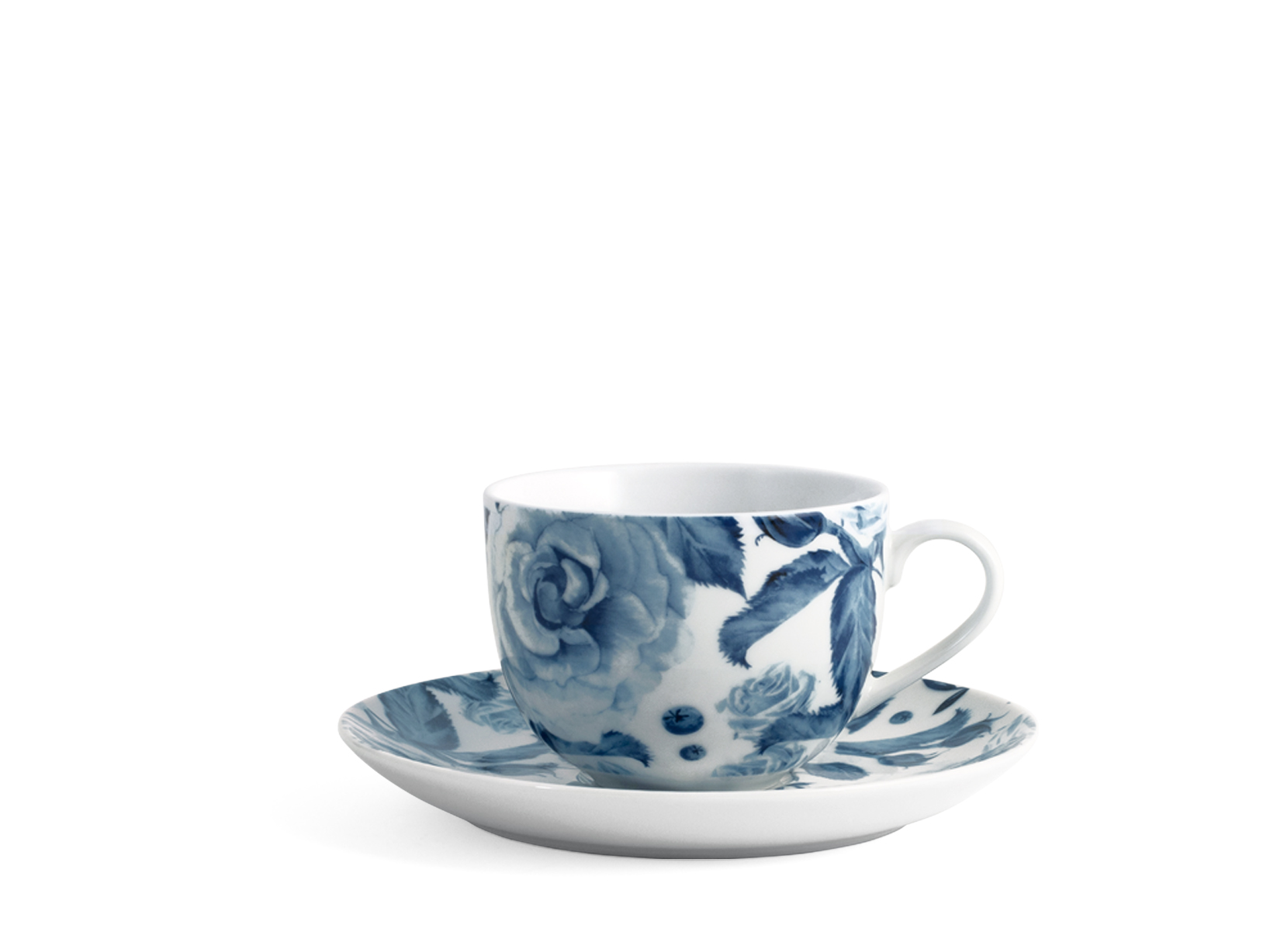 Set di 6 tazzine caffè con piattino rose blu