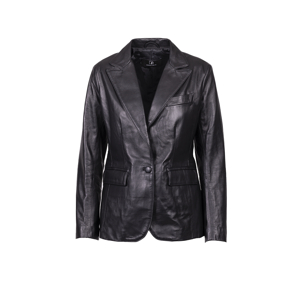 CAMILLA Giacca Blazer da donna in vera pelle nero Postalmarket