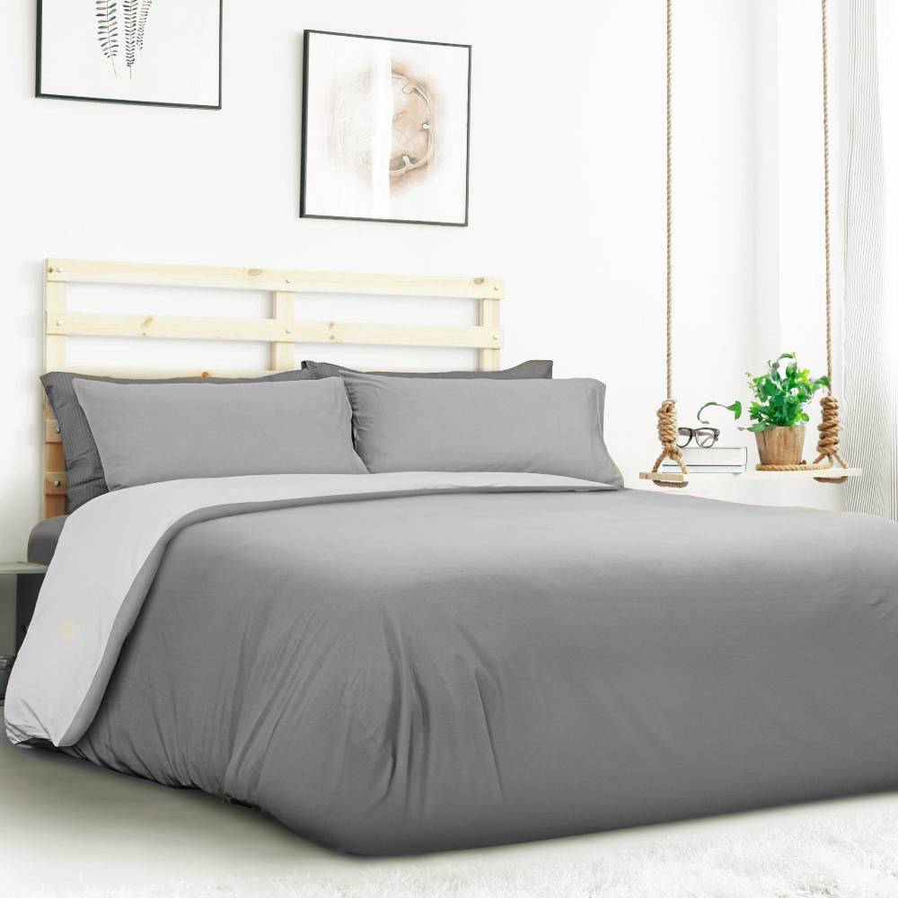 Juego De Sábanas 100% Algodón Rayas Diplomáticas Gris 3 Piezas - Cama 90 Cm | Leroy Merlin