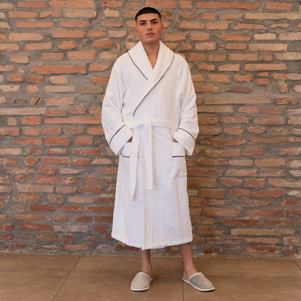 Accappatoio Cannes Uomo/Donna Personalizzabile - Bianco/Grafite 