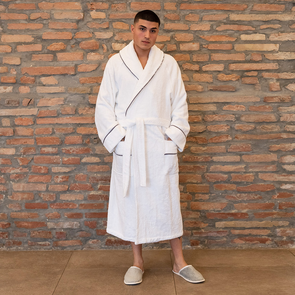 Accappatoio Cannes Uomo/Donna Personalizzabile - Bianco/Grafite 