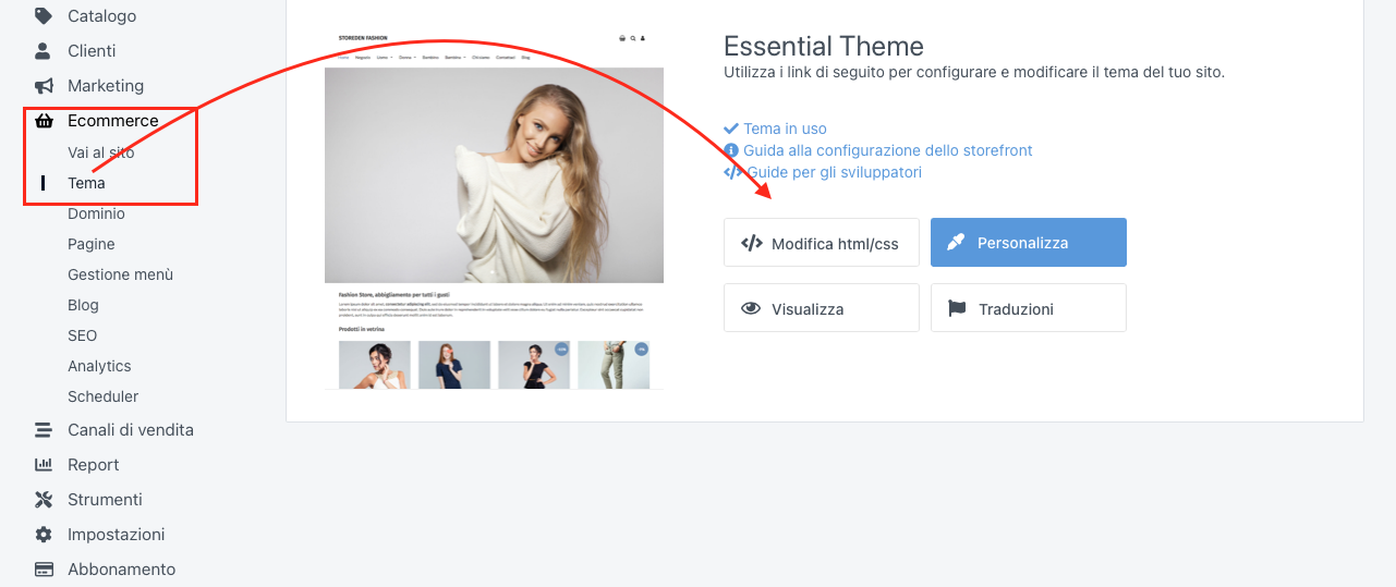 come inserire il banner cookie in Storeden