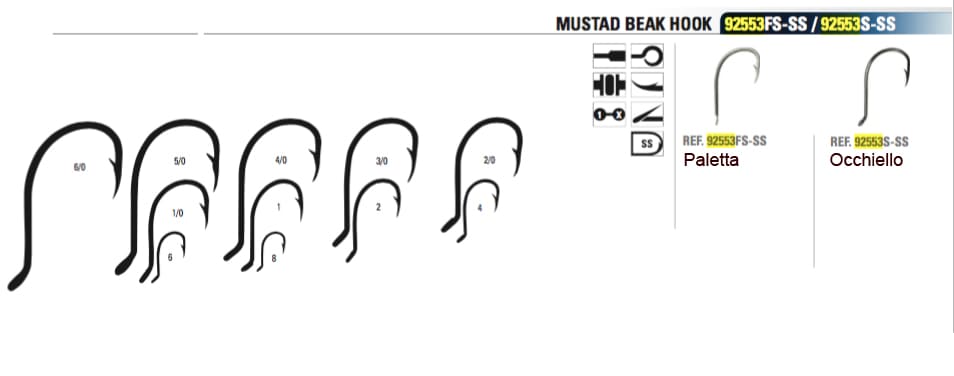 AMI MUSTAD 92553S-SS OCCHIELLO PESCA HOOKS ACCIAIO STAINLESS 92553