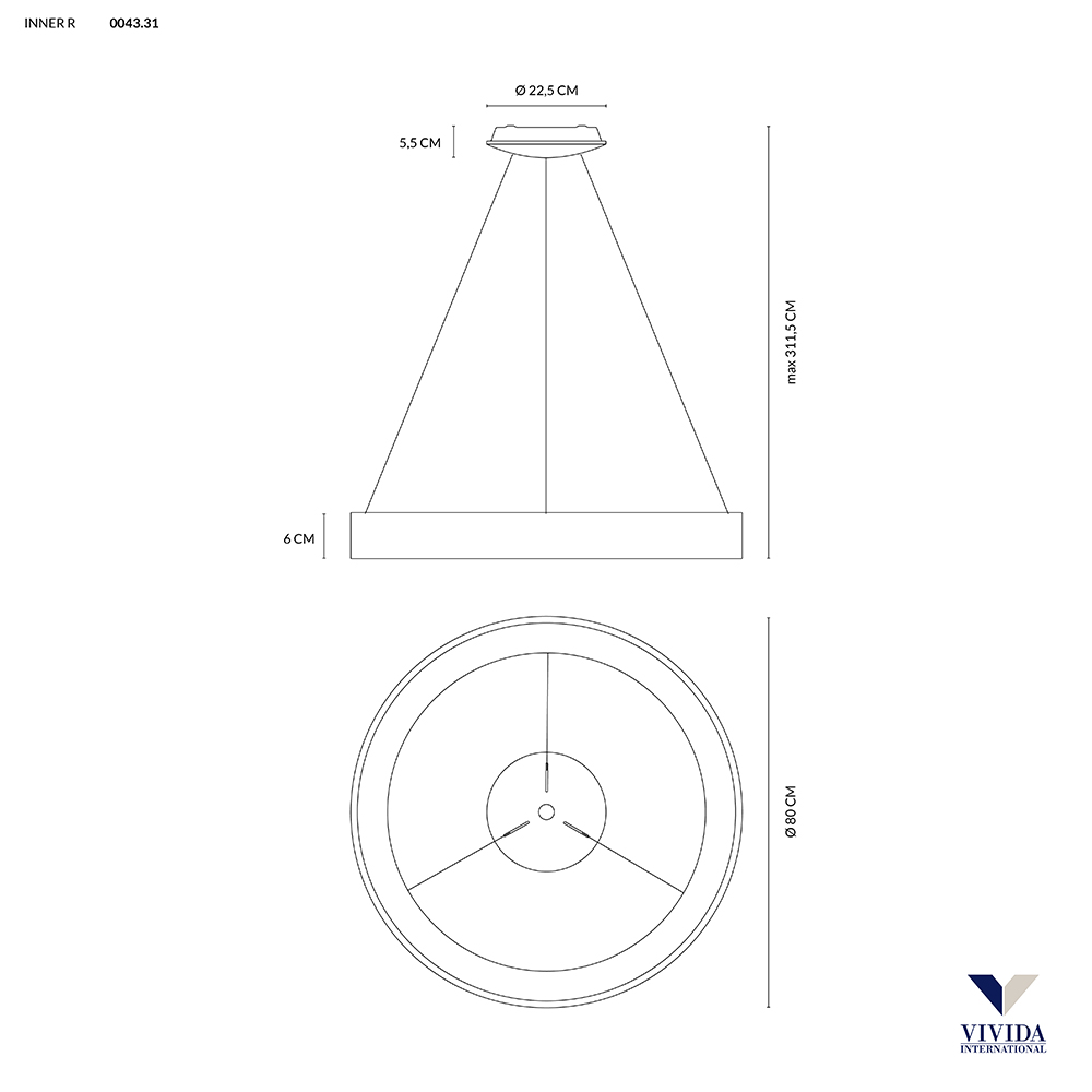 INNER-R SOSPENSIONE Ø80 SABBIA 80W 3000K - 4000K DIMMERABILE