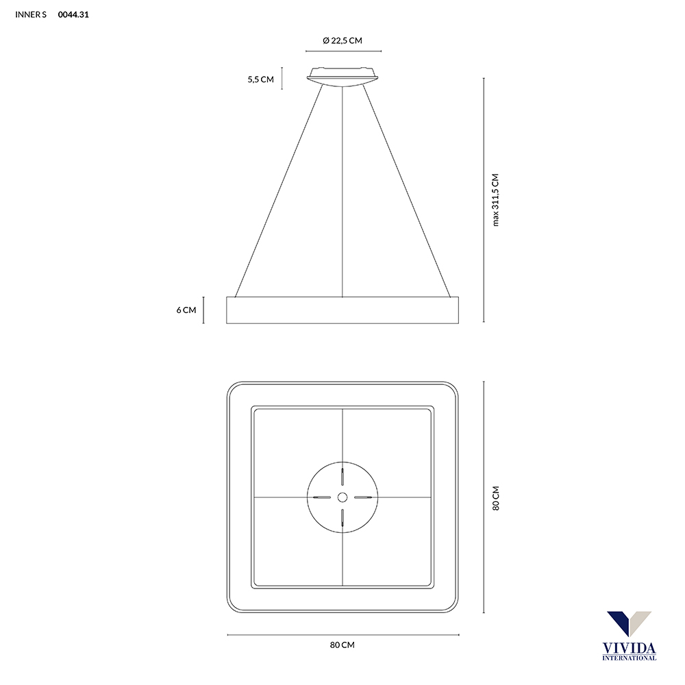 INNER-S SOSPENSIONE 80 NERO 80W 3000K - 4000K DIMMERABILE