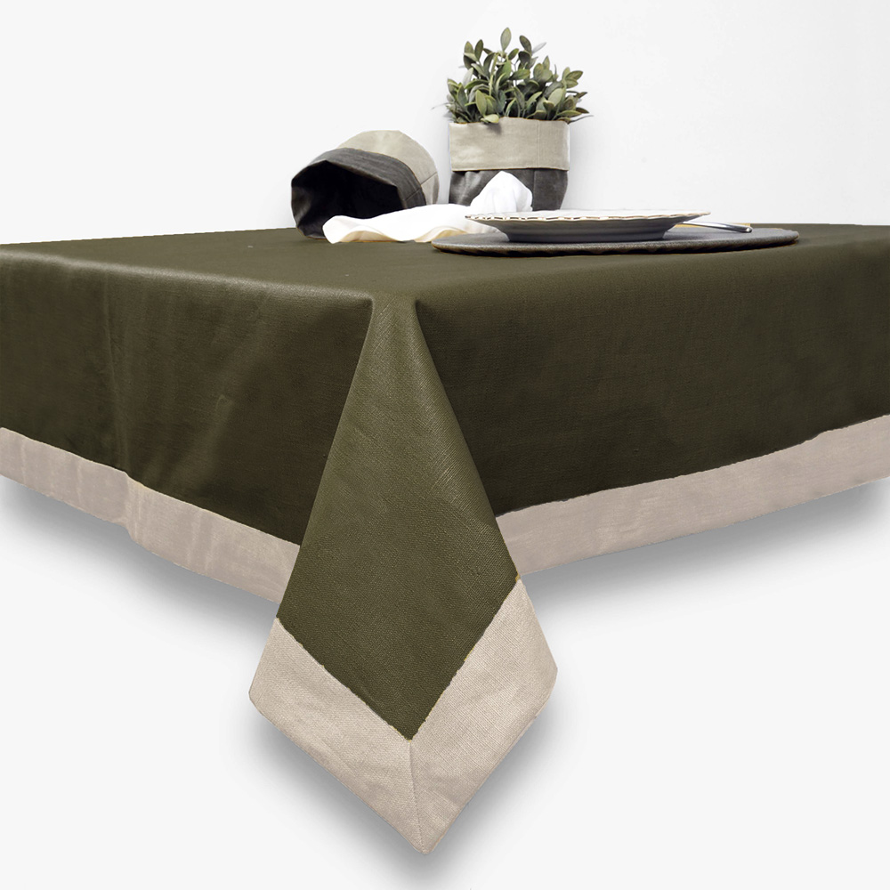 Deconovo Tovaglia Rettangolare in Finto Lino 150x150 cm - Elegante e Decorativa