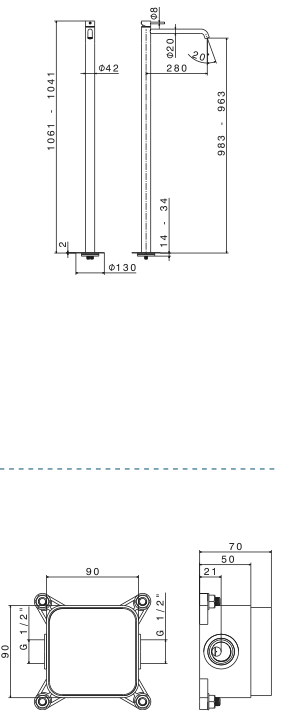 NEWFORM X-STEEL 316 MISCELATORE LAVABO A PARETE S/SCARICO BOCCA LU