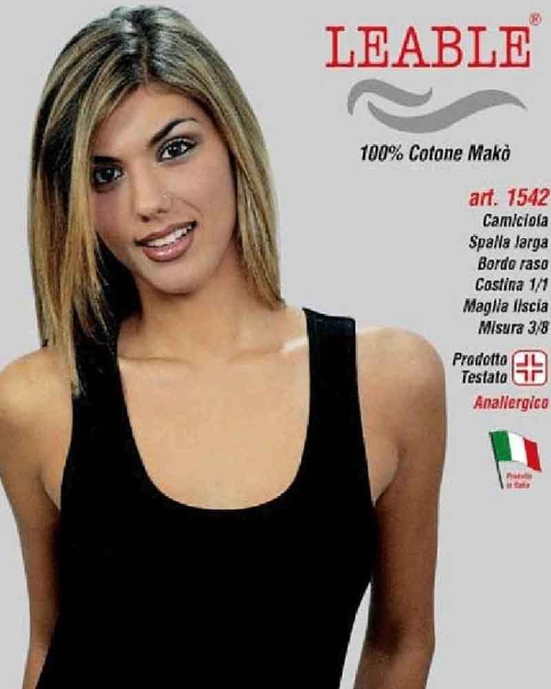 Leable Pack da 3 Pezzi Canotta 1542 Spalla Larga Con Bordo Raso In Cotone Nero