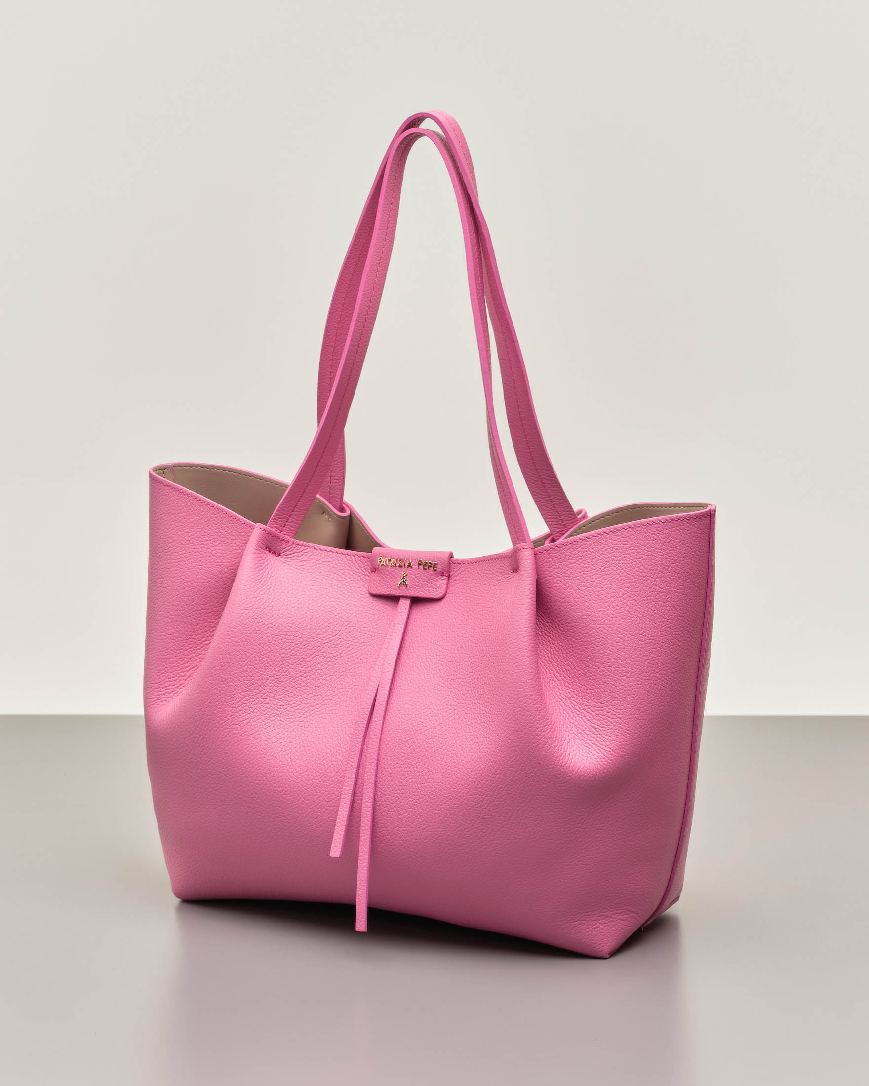 Borsa shopper donna Patrizia Pepe in pelle martellata Cuoio