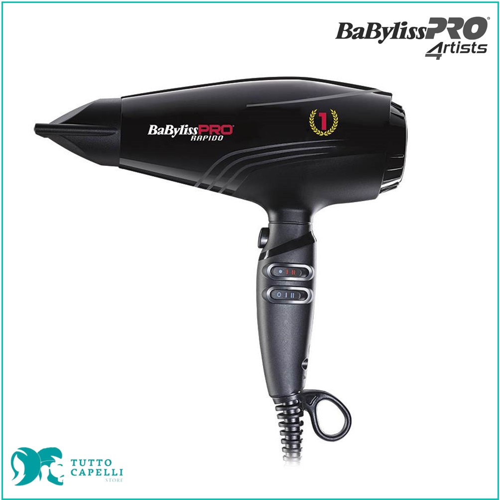 Phon Asciugacapelli BABYLISS RAPIDO Ultra Leggero 2200 Watt Colore Nero Tutto Capelli Store