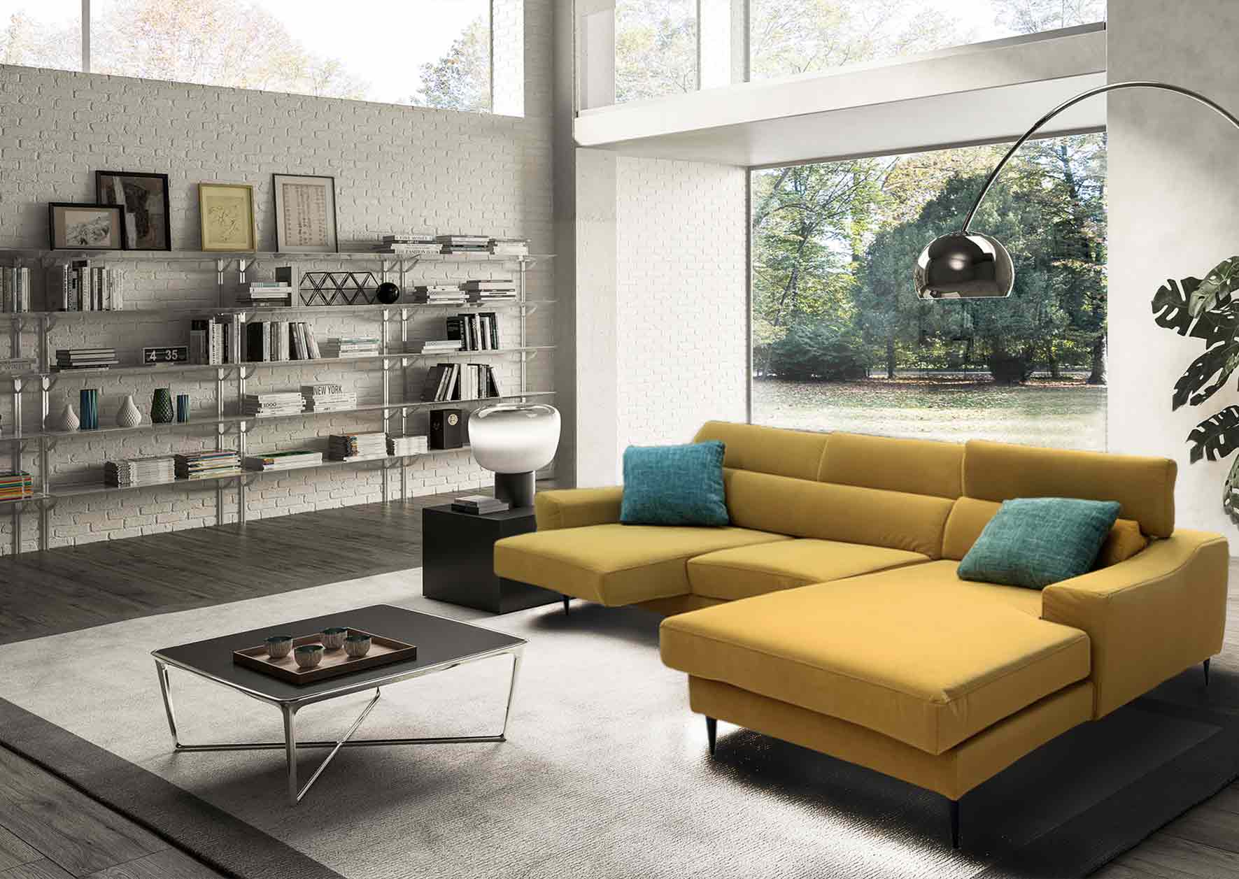DIVANO MASTER CON PENISOLA SENAPE | BM DESIGN