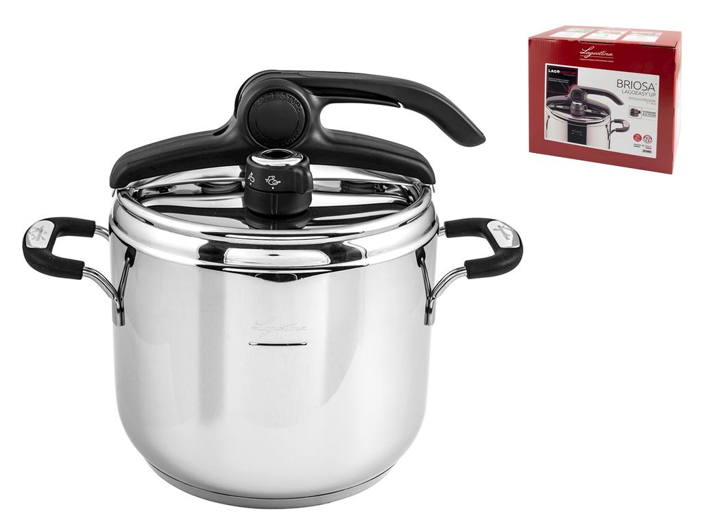Pentola A Pressione Lagostina Briosa 5 L - Diametro 22 Cm, Acciaio Inox 18/10, Valvola 2 Pressioni, Compatibile Con Induzione, Con Ecodose