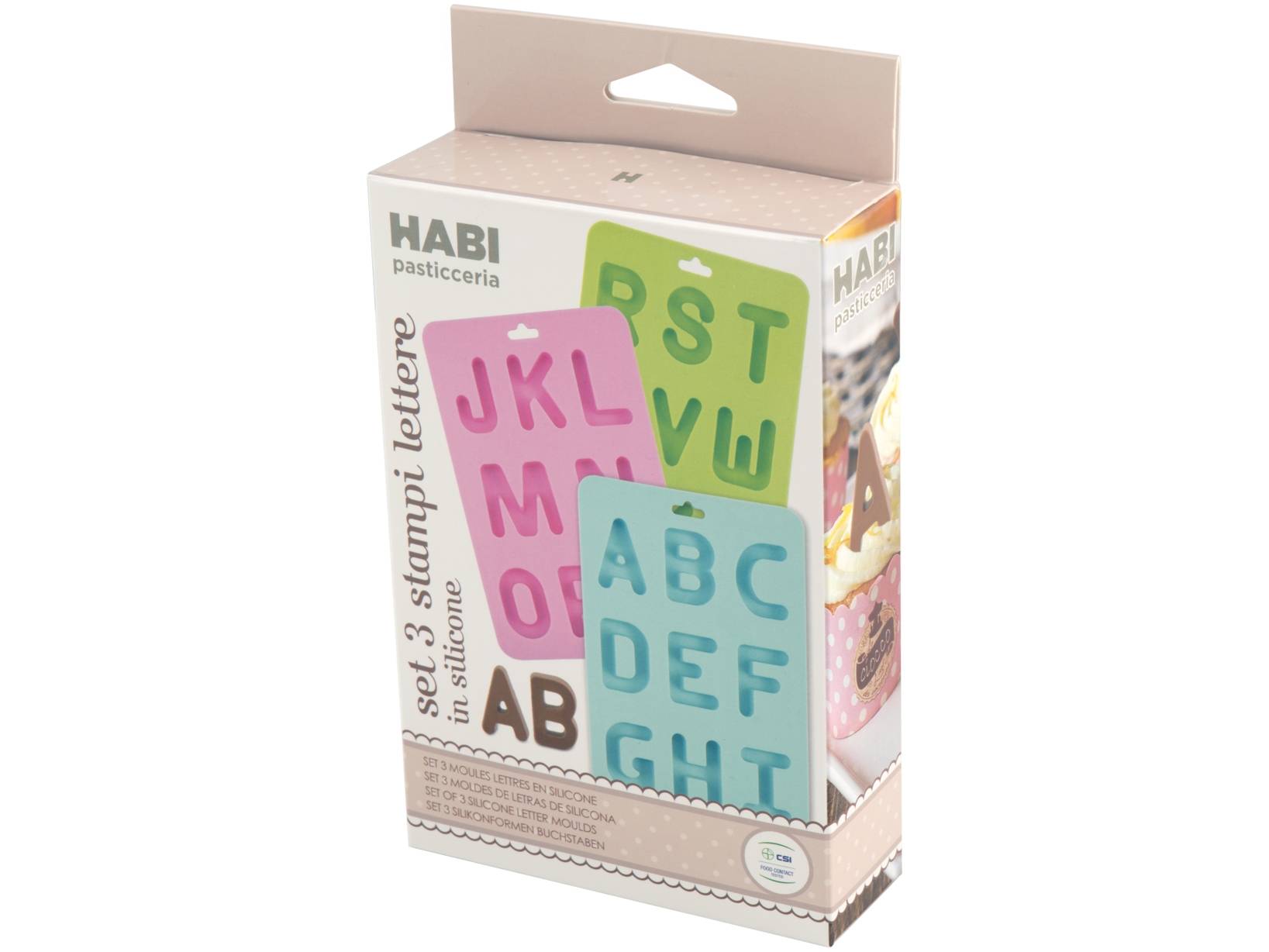 Set 3 Stampi Lettere Silicone Pastel