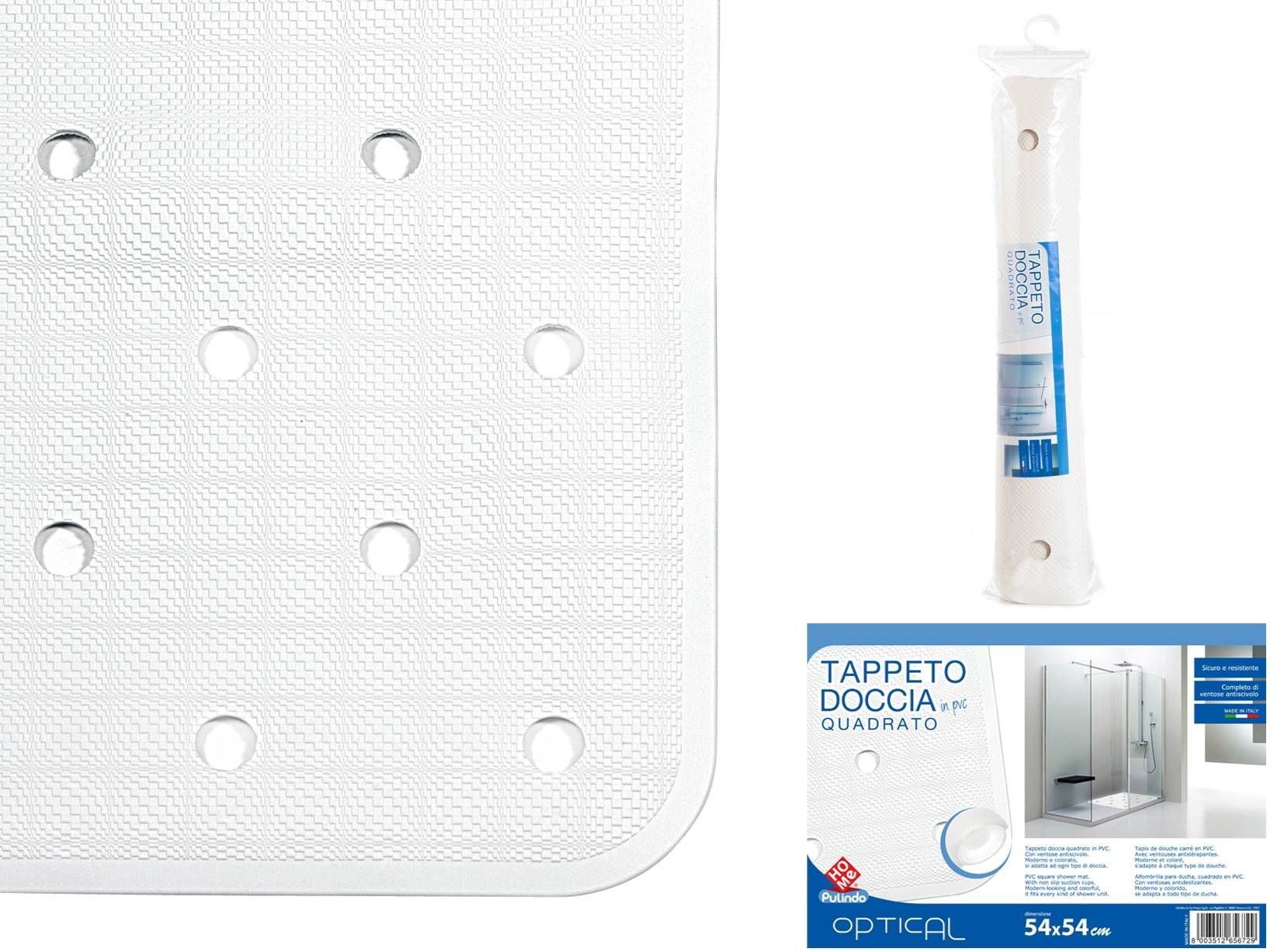 Tappeto doccia antiscivolo in PVC colore bianco