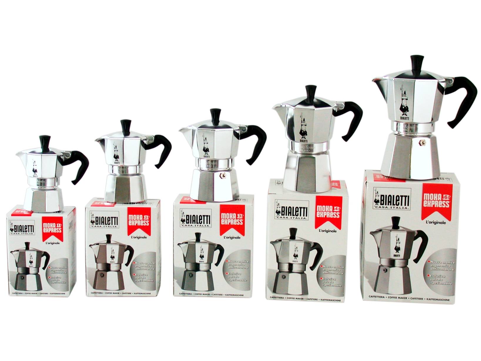 Bialetti moka express, caffettiera 6 tazze in alluminio - BIALETTI