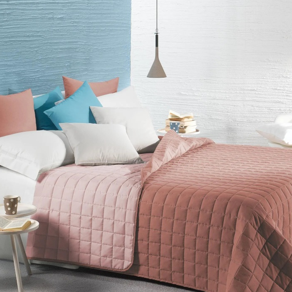 Caleffi Copriletto Trapuntato Modern Letto Matrimoniale Double Face Colore Rosa