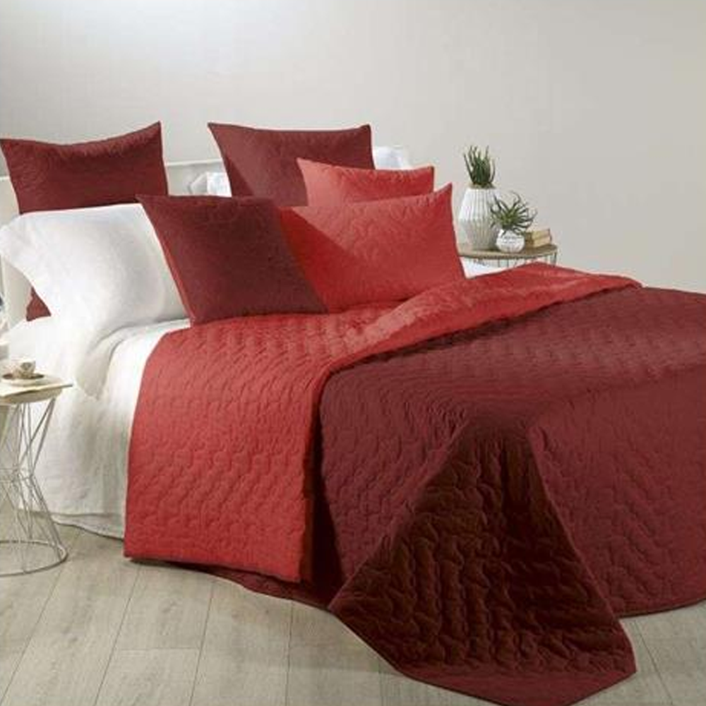 Caleffi Copriletto Trapuntato Modern Letto Matrimoniale Double Face Colore Bordeaux