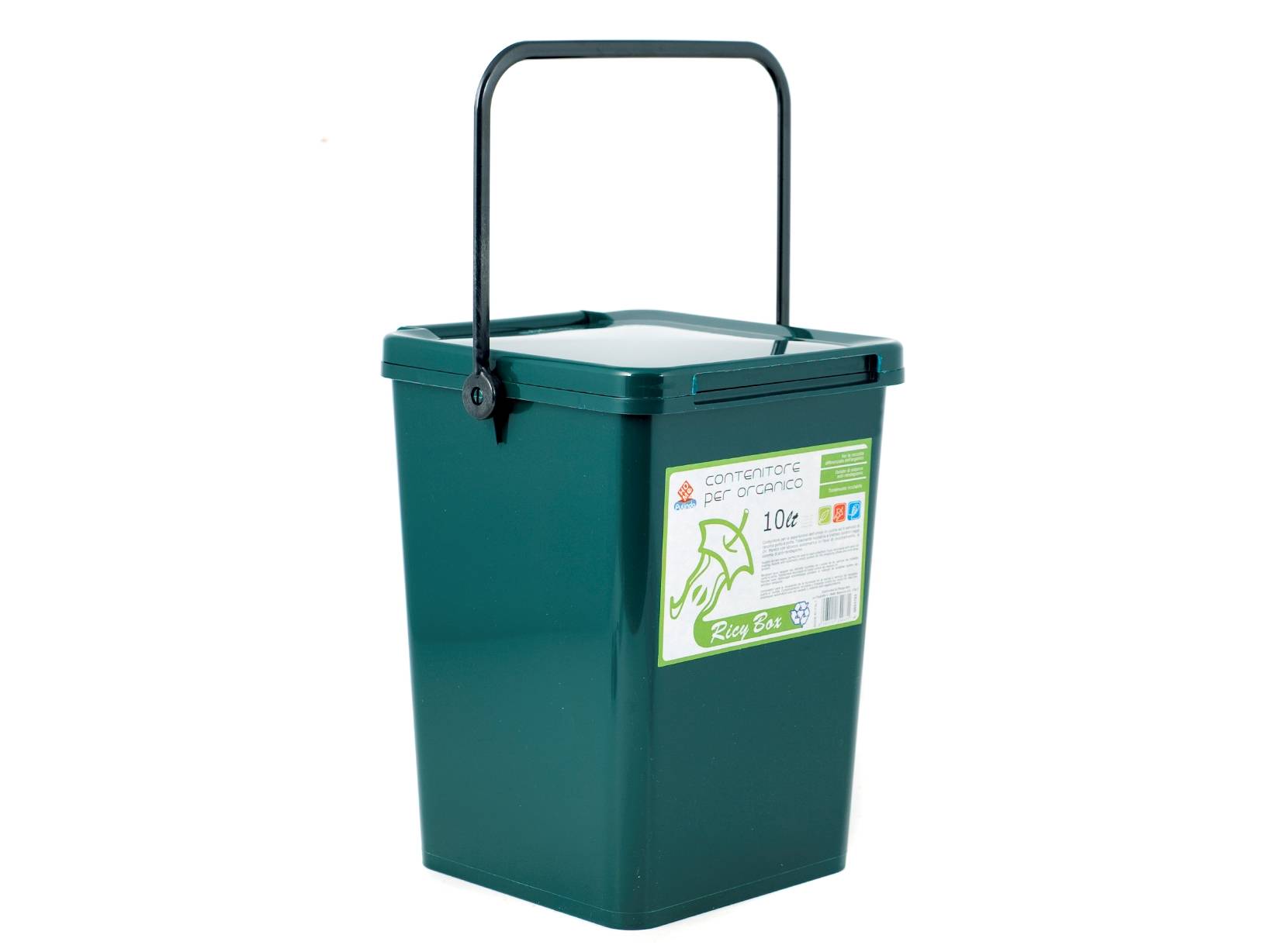 Home Ricybox Contenitore Umido con Coperchio, 10 Litro, Verde