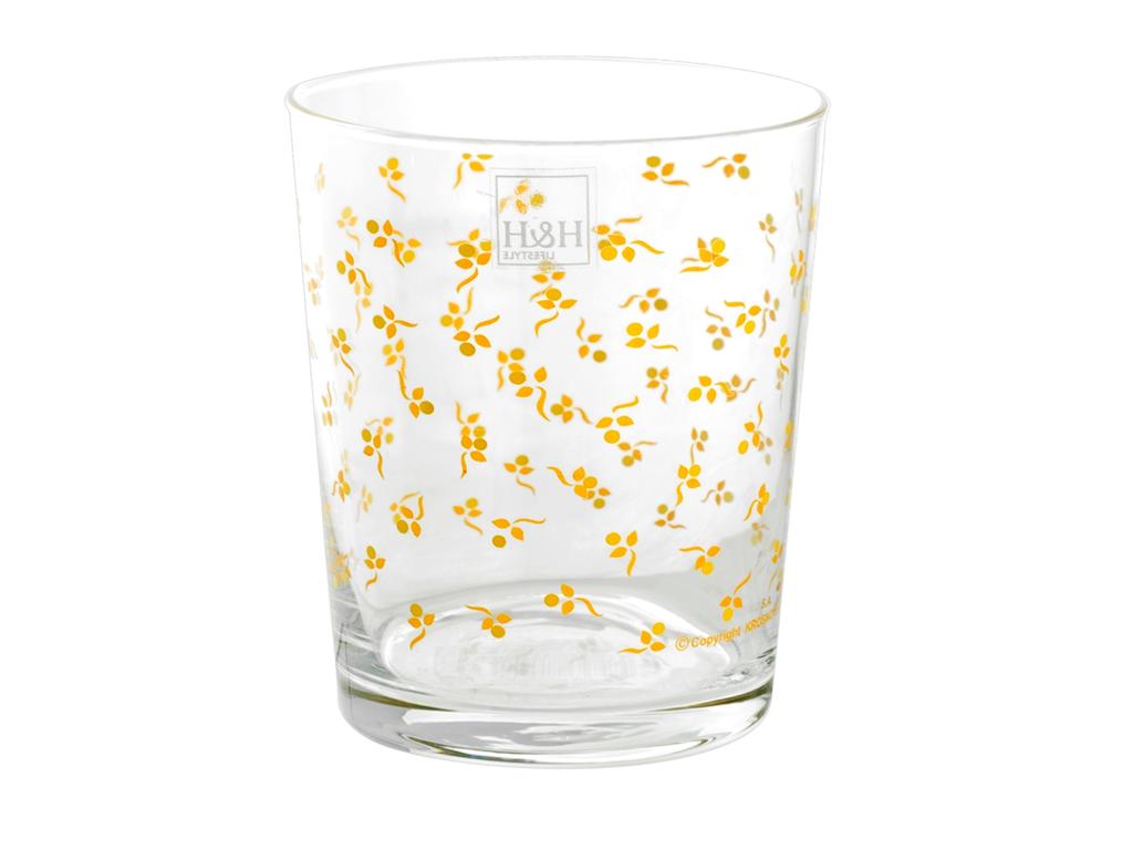 H&H Set De 6 Verres Veneziano En Verre Décoré Multicolore 38cl - Fabriqué En Italie