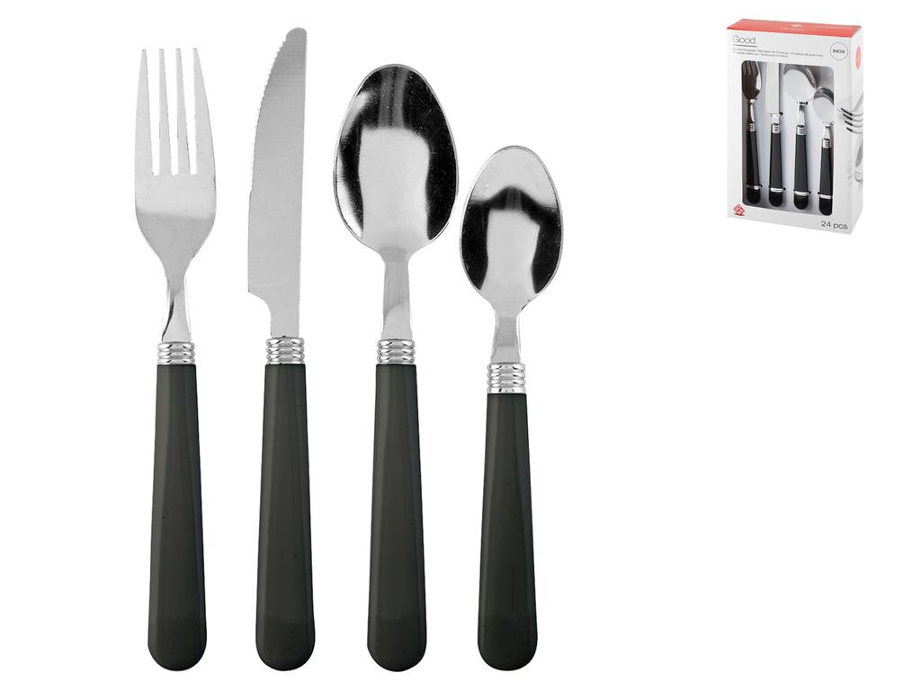 Set Posate Da Posate Manico In Plastica 6 Persone, COPOTI 20 Pezzi Manico  Nero Acciaio Inox Coltello Forchetta Cucchiaio Cena Set. -  -  Offerte E Coupon: #BESLY!