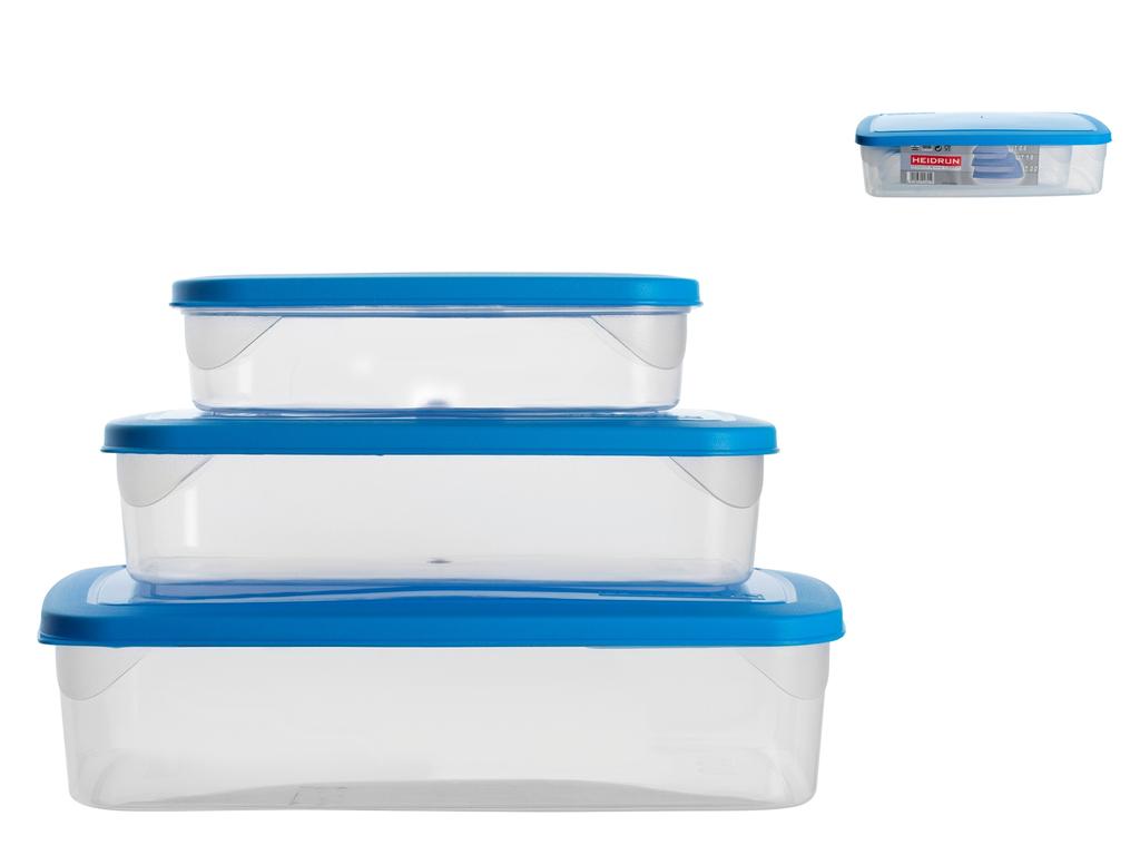 Set 3 Contenitori Quadrati Heidrun HDR Food Keepers – Per Frigo E Microonde, Lavabili In Lavastoviglie
