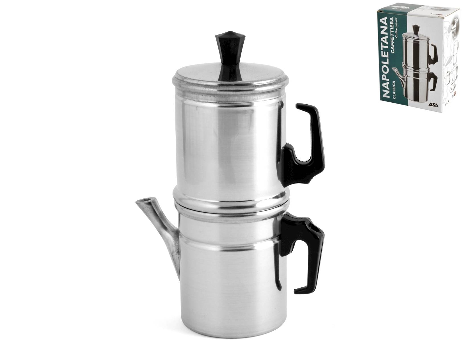 Caffettiera Napoletana 3 Tazze Alluminio Argento Con Manico Bakelite Ilsa -  Ilsa - Idee regalo