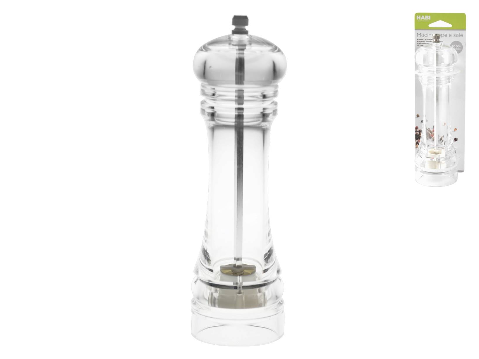 HOME Macinapepe In Acrilico Trasparente, 11 Cm: Pratico E Riciclabile Per La Tua Cucina