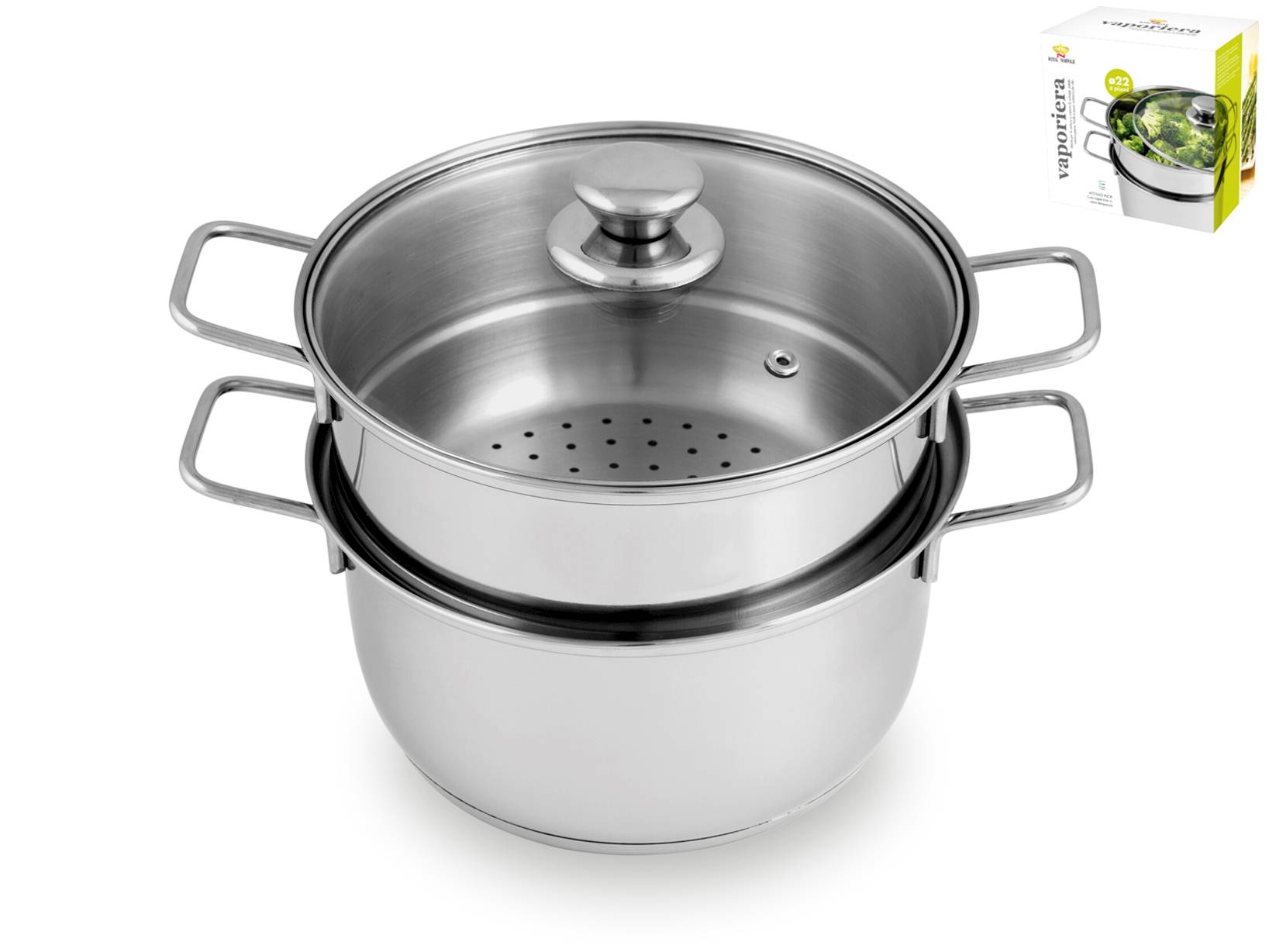 LUNICASHA Pentola a vapore a 5 strati, in acciaio inox, con coperchio in vetro, 26 cm LUNICASHA Pentola a vapore a 5 strati, in acciaio inox, con coperchio in vetro, 26 cm
