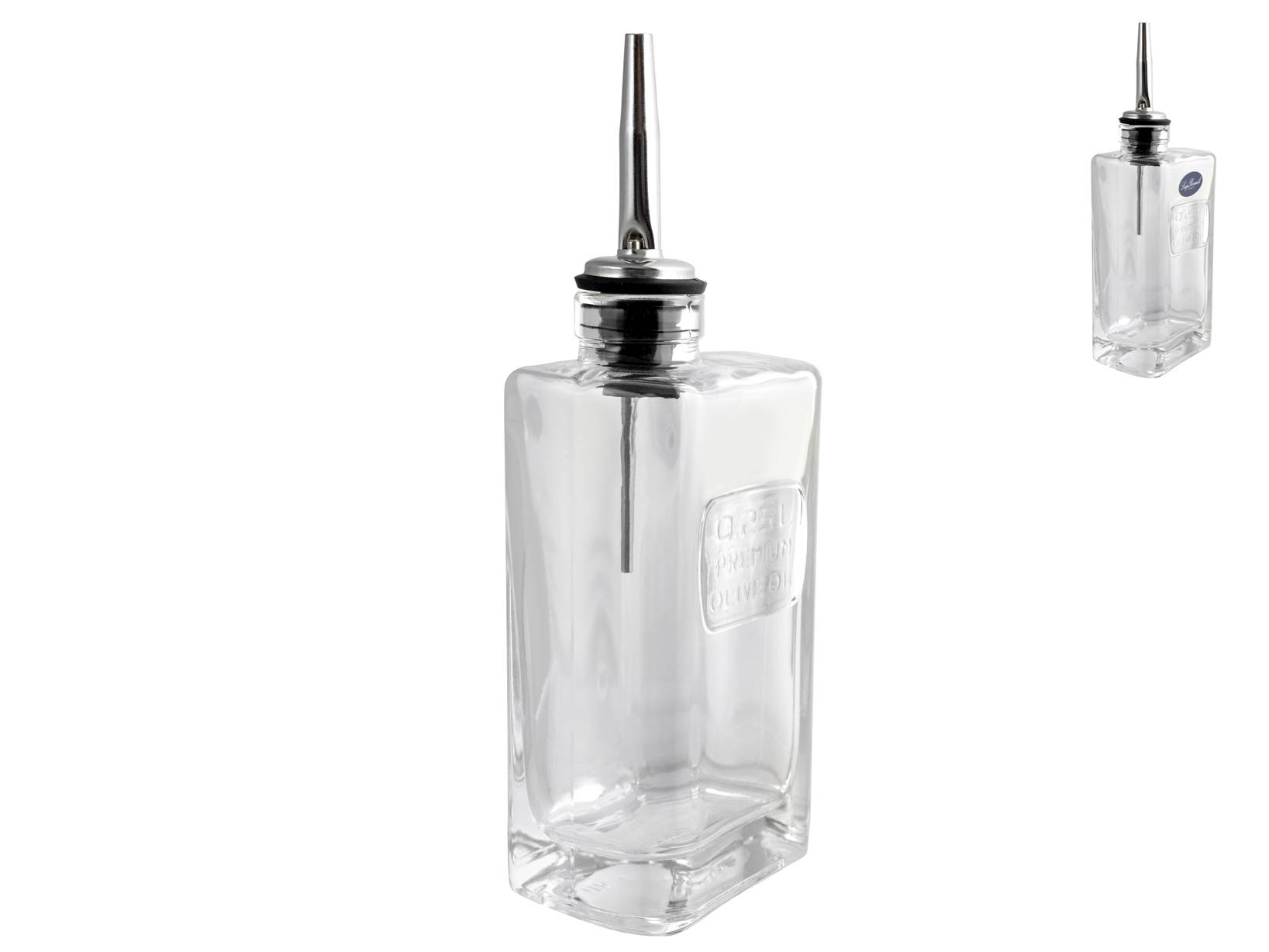 Set Oliera E Acetiera Point-Virgule In Vetro 150 Ml Con Dosatore E Supporto Metallico