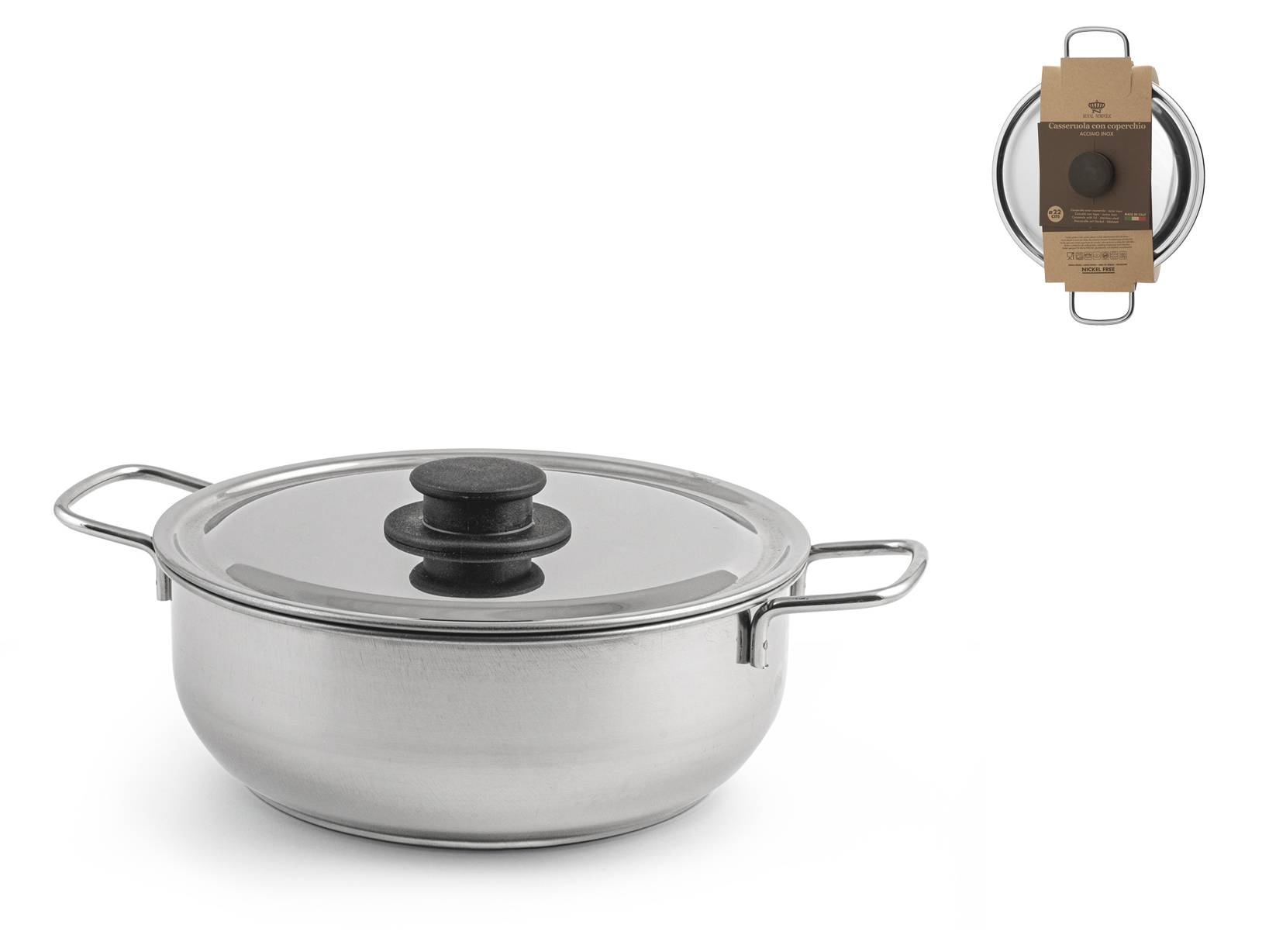 ROYAL NORFOLK Pentola In Acciaio Inox Con Coperchio Cm 20