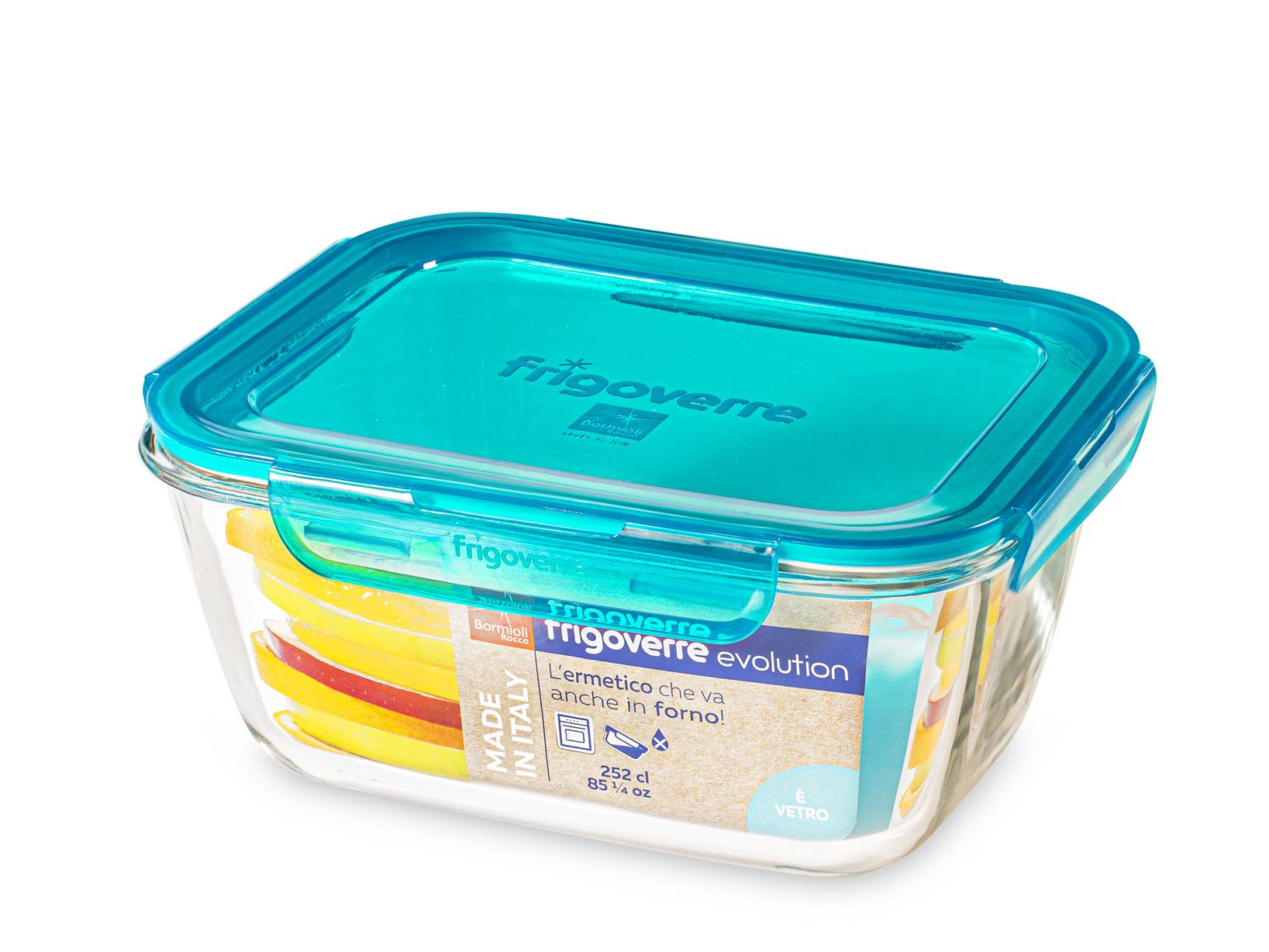 14 cm - Bormioli Rocco Frigoverre Evolution Airtight Tempered Glass Food Container