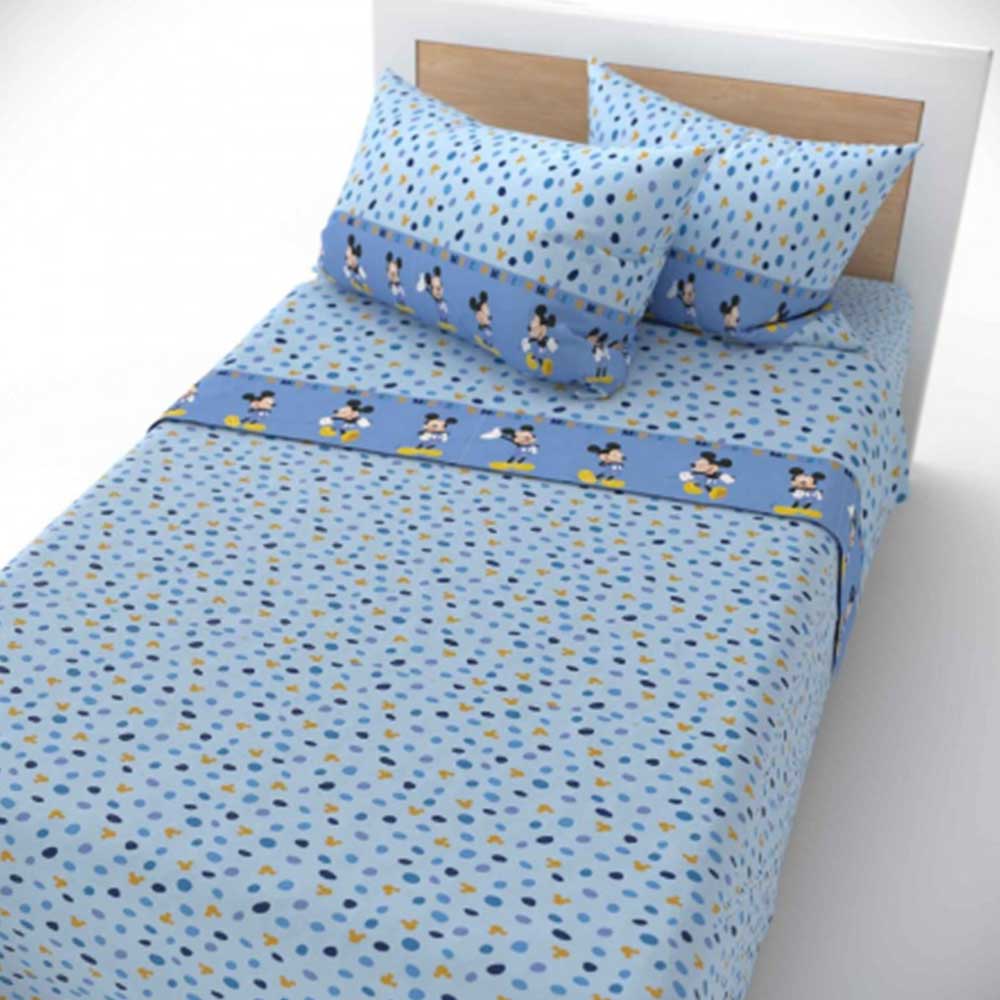 Completo Letto Singolo Cotone Irge Lenzuola Tinta Unita Blu