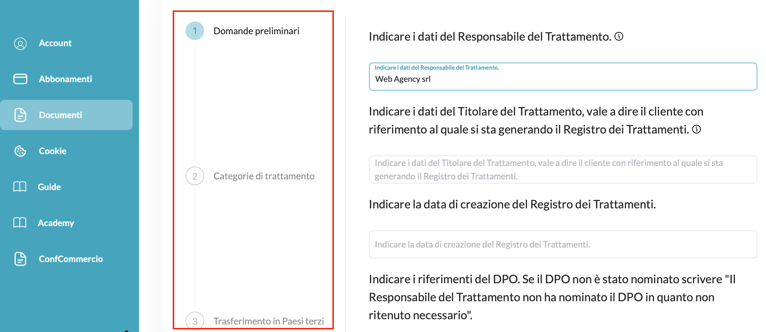 web agency registro trattamenti