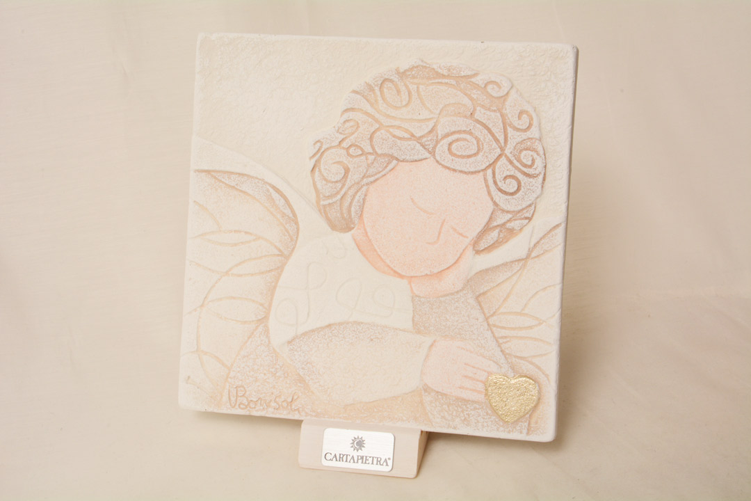 Cartapietra Quadretto Cherubino Amore Gold 16x16 cm
