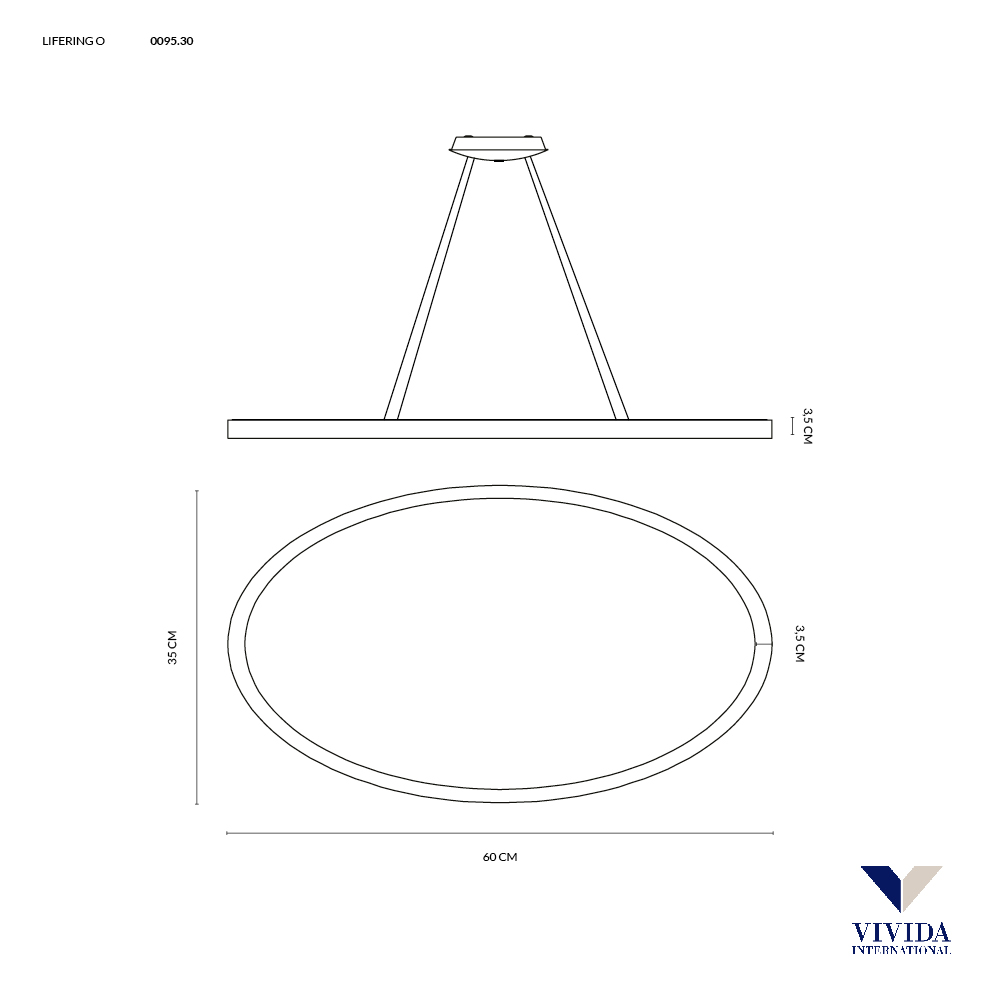 LIFERING-O SOSPENSIONE 60 TITANIO 40W 3000K - 4000K DIMMERABILE