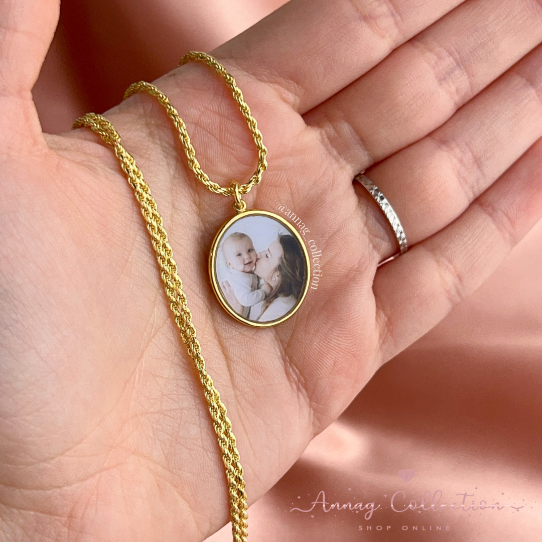 INFINIONLY Collana Con Ciondolo Medaglione Ovale In Argento 925, Apribile Per Foto, Con Zirconi, Per Donne E Ragazze, Lunghezza 50 Cm