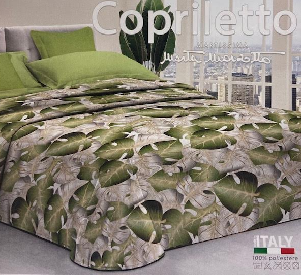 Acquista online Marta Marzotto Copriletto In Cotone Harmony Luxury Leaves  Matrimoniale Verde