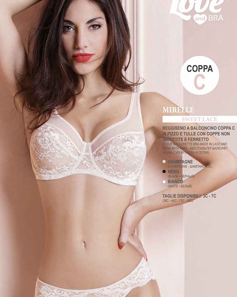 Love And Bra Reggiseno Balconcino In Pizzo Ferretto Coppa C Intimo 2D