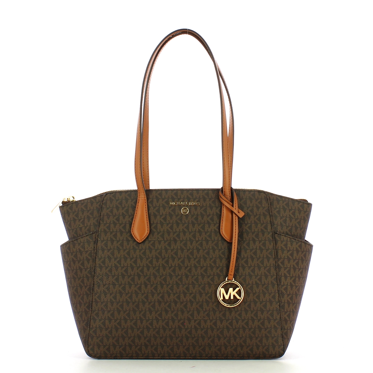 MICHAEL KORS borsa shopping rosa dettagli oro con tracolla e 2 pochette