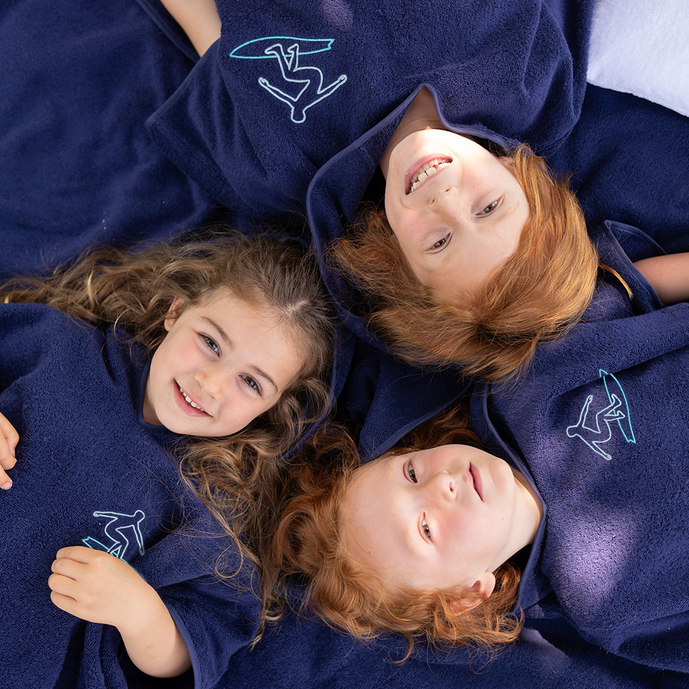 Poncho ricamo Mare Bambino - Blu rr