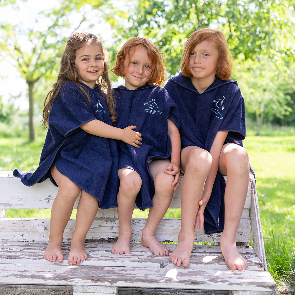 Poncho ricamo Mare Bambino - Blu 