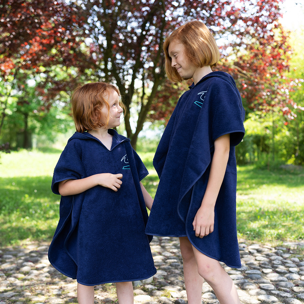Poncho ricamo Mare Bambino - Blu 