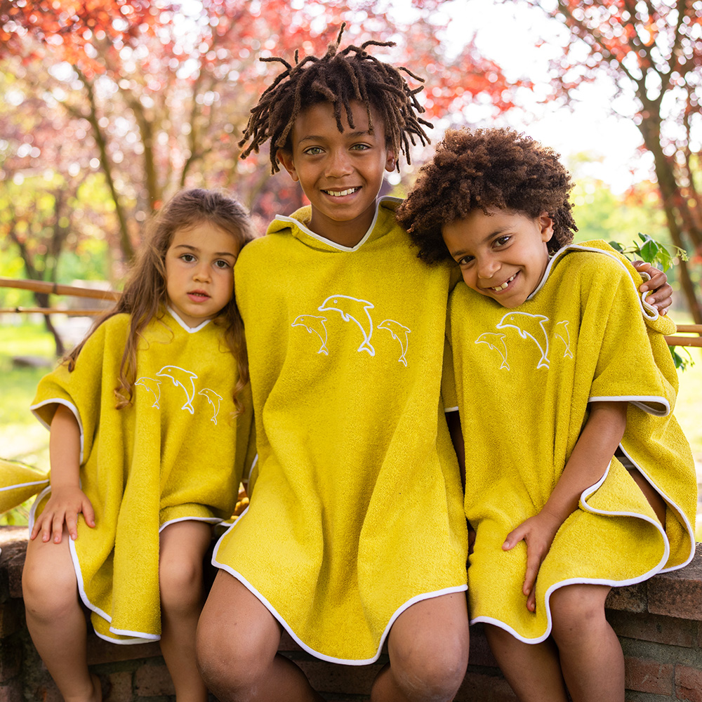 Poncho ricamo Mare Bambino - Senape rr