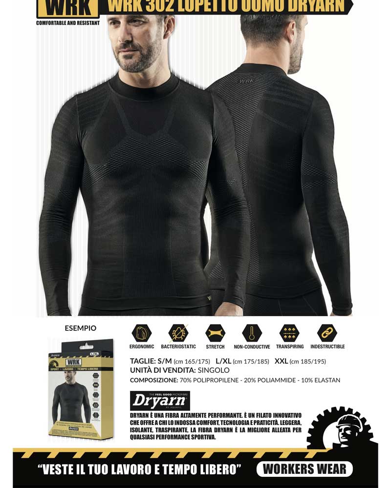 Maglia termica a Lupetto sci e sport invernali Dryarn traspirante