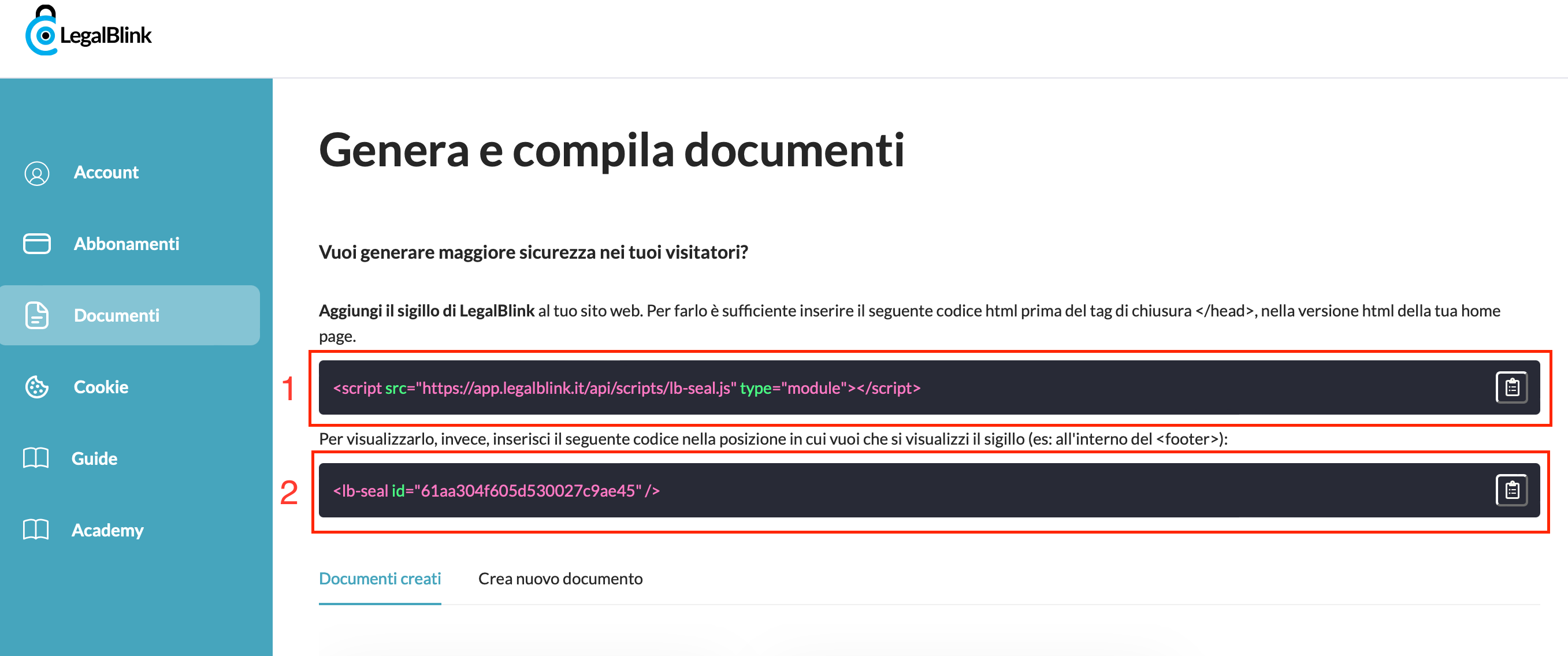 sigillo LegalBlink sito conforme