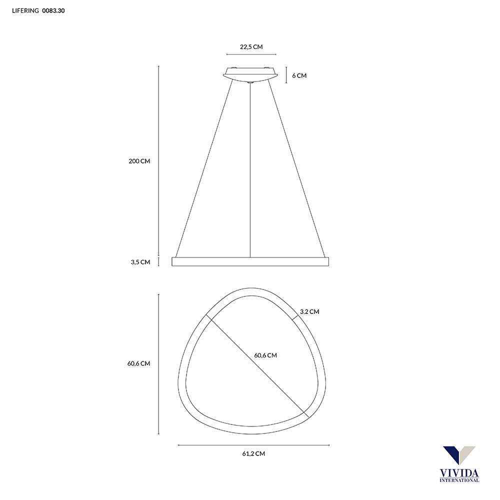 LIFERING-P SOSPENSIONE 61 TITANIO 48W 3000K - 4000K DIMMERABILE